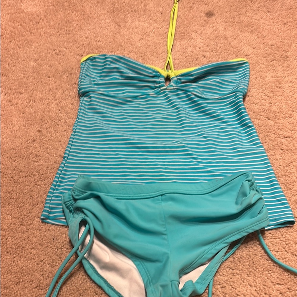 Hula Honey Blue and Green Bikini with Ribbed Texture